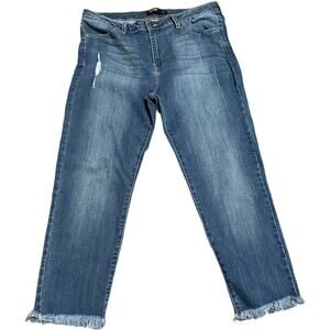 Articles of Society Just Black Jeans, Straight Leg, Distressed Hem, Size 32